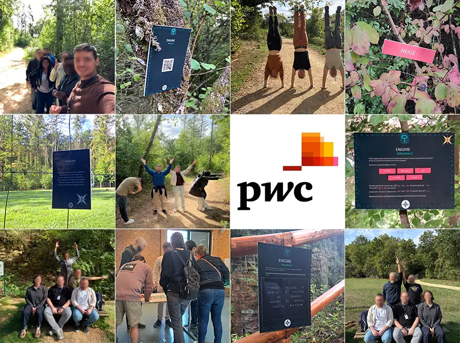 Teambuilding jeu de piste tout-terrain en forêt pour PWC, au Luxembourg